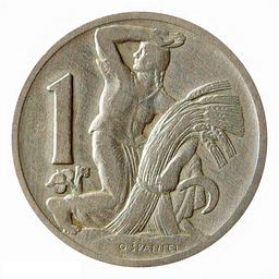 1 Kčs; ČSR 1922-1938; ČSR 1946-1953; © Ľudovít Malinovský, 2012; Mince ČSR 1918 - 1939